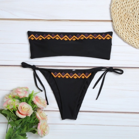 SALE! LAST L♥️Tribal Print Black Bandeau Bikini 🏖🤩 - Picture 2 of 5